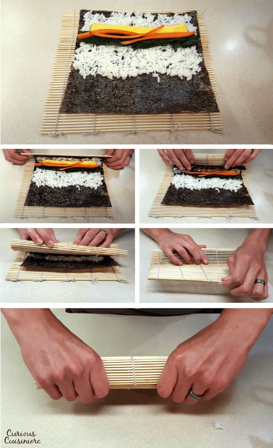 HOW TO ROLL KIMBAP WITH BAMBOO MAT, HOW TO ROLL SUSHI
