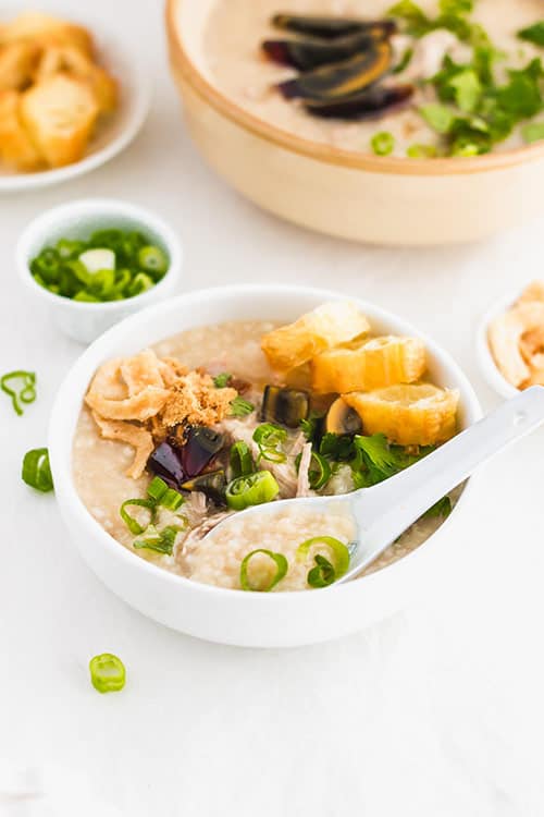 Chinese Pork Congee with Preserved Century Eggs • Curious Cuisiniere