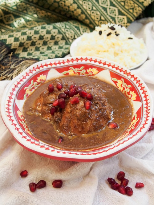 Fesenjan (Persian Pomegranate Chicken Stew) • Curious Cuisiniere