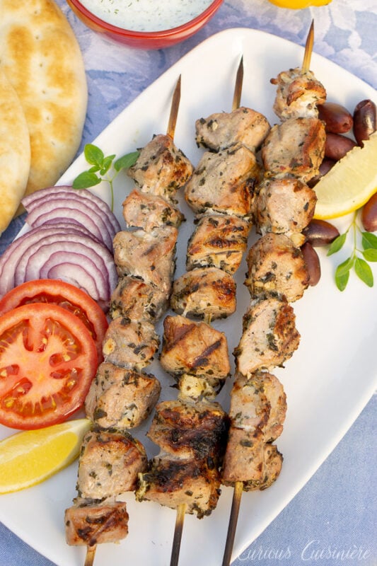 Souvlaki (Grilled Greek Pork Skewers) Recipe • Curious Cuisiniere