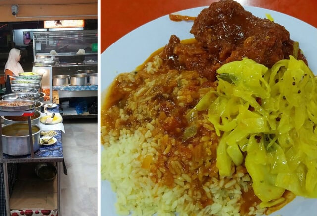 Nasi Kandar shop and Nasi Kandar served with rice