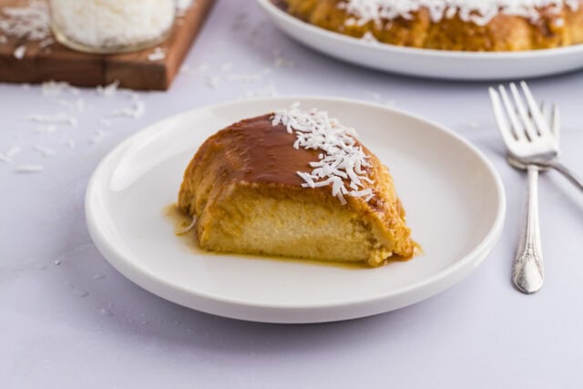 Flan - plated slice with coconut