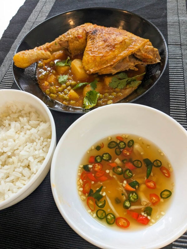 Satu Gai - Thai Vietnamese chicken stew with spicy prik nam pla sauce and rice