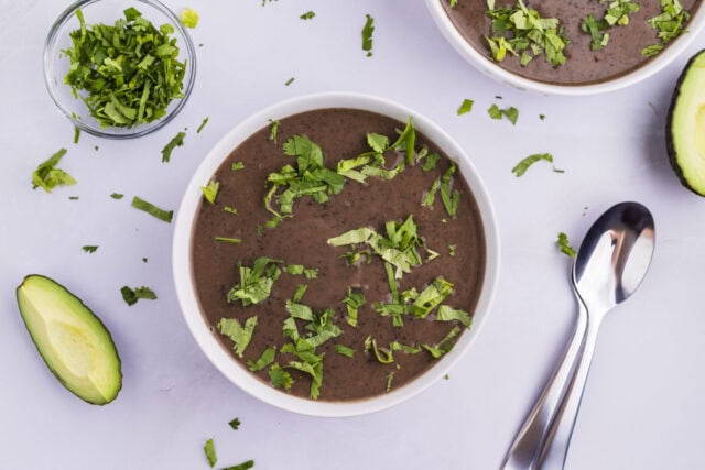 Sopa Negra (Costa Rican Black Bean Soup) - before topping